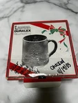 Set Of 4 Les Verreries De Saint Gobain Duralex Christmas Mugs Cup Tempered Glass. Fixed Price $19.00.