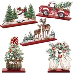 Christmas Decorations Tree Truck Reindeer Snowman Wooden Signs Xmas Gift 5 Pcs. Fixed Price $17.22.