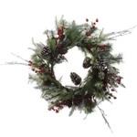 New! Raz Imports 24" Snowy Berry Pinecone Christmas Wreath Green/red/twig. Fixed Price $85.99.