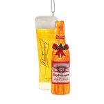 Kurt Adler Plastic Ornament For Christmas Tree, Budweiser Beer Bottle And Glass. Fixed Price $18.46.