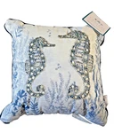 Coastal Collection Seahorse Beaded Throw Pillow Decor Beach Ocean Blue 12 X. Fixed Price $55.68.