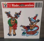Vintage Window Clings Reusable Christmas Reindeer Color. Fixed Price $10.00.