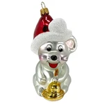 Pinnacle Peak Mouse With Bell Wearing Santa Hat Polish Glass Christmas Ornament. Fixed Price $39.98.