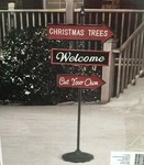 Holiday Time 36" Metal Welcome Sign Pole Christmas Trees Cut Your Own Red Black. Fixed Price $29.99.