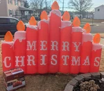 Gemmy Holiday Living Airblown Inflatable Merry Christmas Candles 9' Lights W/box. Fixed Price $99.99.