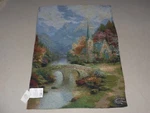 Thomas Kinkade Innovative Two Sided Fiber Optic Wall Tapestry Church Cottage Nwt. Fixed Price $27.99.