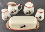 Royal Seasons 6 Piece Stoneware Table-top Set Creamer Sugar Salt & Pepper Butter. Fixed Price $19.99.