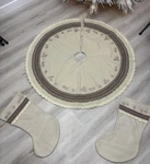 Arhaus Wool Embroidered Christmas Tree Skirt And 2 Stockings. Fixed Price $80.00.