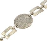 Mexico 925 Sterling Silver Vintage Mayan Sun Calendar Chain Bracelet BT6292. Fixed Price $232.00.