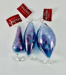 Lot Of 3 Home For The Holidays Egyptian Blue Tear Drop Blown Glass Ornaments. Fixed Price $40.00.