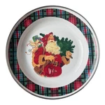 Vintage 90S Hallmark Mitford Old World Santa Tartan Plaid Enamel Tin Plate 10.25. Fixed Price $33.00.