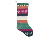 Primitives By Kathy Striped Velvet Christmas Stocking Embroidered Snowflakes. Fixed Price $15.99.