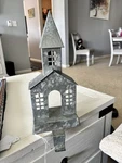 Pottery Barn Galvanized Village Stocking Holder Church - Discontinued. Fixed Price $64.38.