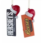 Hershey's Bar And Reese's Cups Santa Hat Ornament Two Pack Multi-color. Fixed Price $17.98.