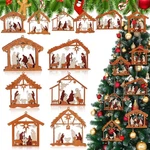 Bucherry 6 Pcs Wooden Christmas Nativity Scene Ornaments Bulk, 2025 Christian.... Fixed Price $20.73.