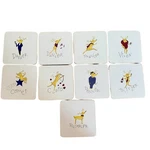 Pottery Barn Santa Reindeer Coasters Cork Backed Christmas Holiday Set Of 9. Fixed Price $39.99.