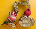 Skiing Bear Red Cardinal Bird Merry Christmas Tree Ornaments Set Lot Of 2. Fixed Price $10.00.