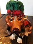 New Glass Blown Christmas Tree Ornament Dog Scottish Plaid Cape Funky Decor. Fixed Price $29.99.