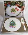 Mikasa Bone China "christmas Spirit" Cake Plate With Server Made Japan Mib. Fixed Price $19.99.