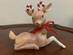 Christmas Vintage Retro Style Reindeer Candy Cane Antler Glittered 9" Figure Wt. Fixed Price $39.99.