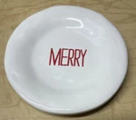 Mini Merry Ceramic Plate Mud Pie Christmas 4.5 White Red Embossed Letters. Fixed Price $5.95.
