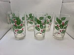 Indiana Glass Holly & Berries Christmas Set Of 6 Holiday Beverage Tumblers. Fixed Price $23.96.