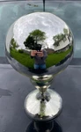 19TH C. Mercury Glass Butler / Gazing Ball, Rare. 10" Pedestal Has Flaking. Fixed Price $325.00.