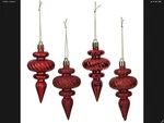 Vickerman 4" 4-FINISH Finial Christmas Ornaments Red (set Of 8). Fixed Price $20.00.