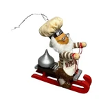 Vintage Kurt Adler Hersheys Chocolate Elf Chef On Wood Sled Christmas Ornament. Fixed Price $12.80.