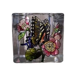 Hand Painted Amia Thick Stain Glass Votive Candle Holder Butterflies Flowers. Fixed Price $16.99.