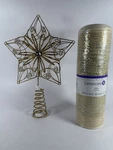 Gold Star Tree Topper & Celebrate It Mesh Roll Holiday Christmas Cor Lot. Fixed Price $21.99.