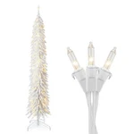 Home Heritage Tinsel 7' Pencil 150 Led Pre-lit Artificial Christmas Tree, White. Fixed Price $94.99.
