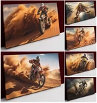 Racing Quad Biker Kicking Up Plume Of Sand Canvas Wall Art Print Poster. Fixed Price $60.25.