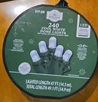 Holiday Time Christmas Lights 240 Cool White Dome Led Green Wire 49.1'. Fixed Price $24.98.