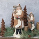 Ragon House Christmas 16.5" Fawn Velvet Belsnickle Santa Figurine Beige Tan New. Fixed Price $119.95.