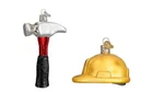 Old World Claw Hammer Carpenter Construction Helmet Christmas Ornament Set. Fixed Price $29.99.
