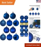 Vivid Royal Blue Christmas Balls - Shatterproof 3.2" Ornaments For Celebrations. Fixed Price $39.99.