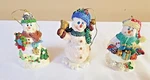 Set Of 3 Snowman Christmas Ornaments, Y2K Resin Glitter Holiday Fun Snowmen. Fixed Price $14.99.