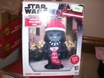 Gemmy 5' Star Wars Darth Vader Wearing Santa Hat Holding Stocking Inflatable. Fixed Price $149.95.