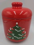 Waechtersbach 6 3/4" Red Christmas Tree Cookie Jar Canister W/lid Germany Euc. Fixed Price $31.11.