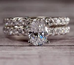 2 Ct White Oval Cut Simulated Diamond Wedding Bridal Ring Set Sterling Silver. Fixed Price $118.00.