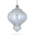 Lantern Shape Finial Clear Iridescent Glass Ornament 5.3 Inches. Fixed Price $11.29.