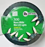300 Smooth Led Mini 2X Super Bright Warm White Christmas Steady Lit. Fixed Price $35.00.