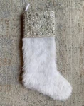 New Kim Seybert Designer White Fur Beaded Christmas Holiday Stocking ($128). Fixed Price $68.00.