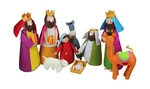 Large Fabric Christmas Nativity Set, 9 Pieces, 15.5 Inch Tall. Fixed Price $120.57.