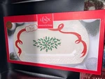 New Lenox Noel Christmas Holiday 14" Carved Oblong Platter Bread Tray In Box. Fixed Price $28.00.