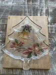 Savoir Vivre Holiday 13 Christmas Tree Shaped Serving Platter Plate Glass Tray. Fixed Price $22.00.
