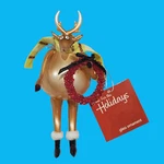 Vtg 2005 Glass Reindeer Ornament Home For The Holidays Wreath Scarf New With Tag. Fixed Price $24.95.