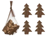 Creative Co-op Set Of Natural Wood Carved Trees 4" Tall In Bag Holiday Decor. Fixed Price $10.95.