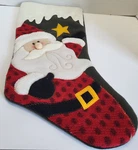 Prima Creations Santa Star Green Red White Holiday Christmas Polka Dot Stocking. Fixed Price $19.95.